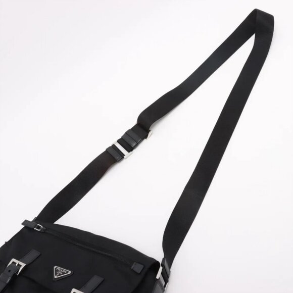 Prada Tessuto Nylon Leather Shoulder Bag Black - Picture 5 of 16